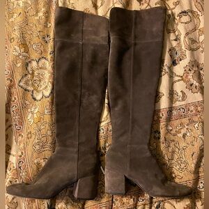 Dolce Vita Brown Real Suede Over The knee Boots Size 7 chunky Heel